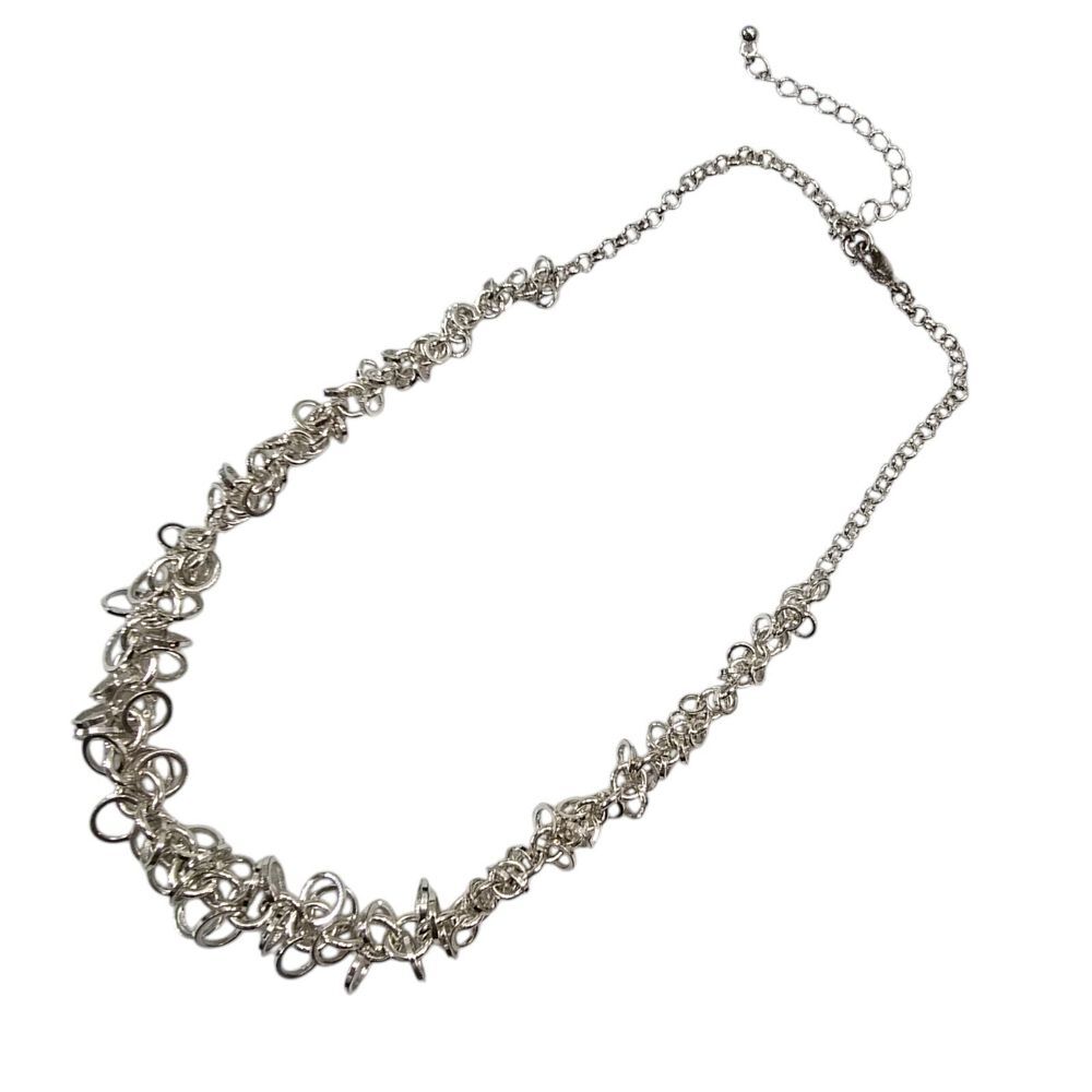 Vintage Avon NR Silver Tone with Cluster Of Chain Circles Necklace‎